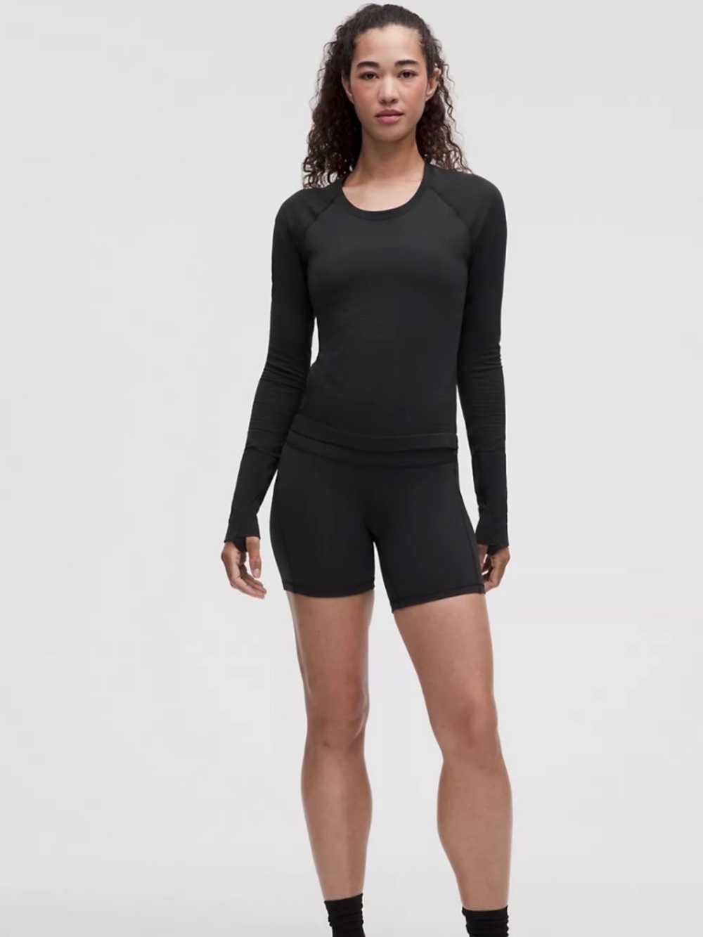 Black Lululemon long sleeve swiftly racer length